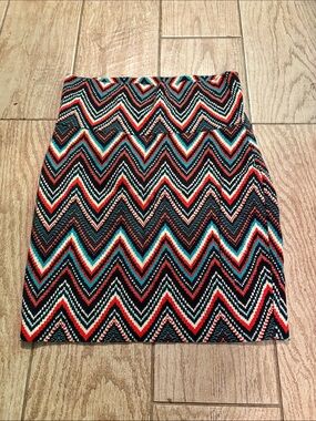 Lily Rose Chevron Pencil Skirt in Black, Red, Teal